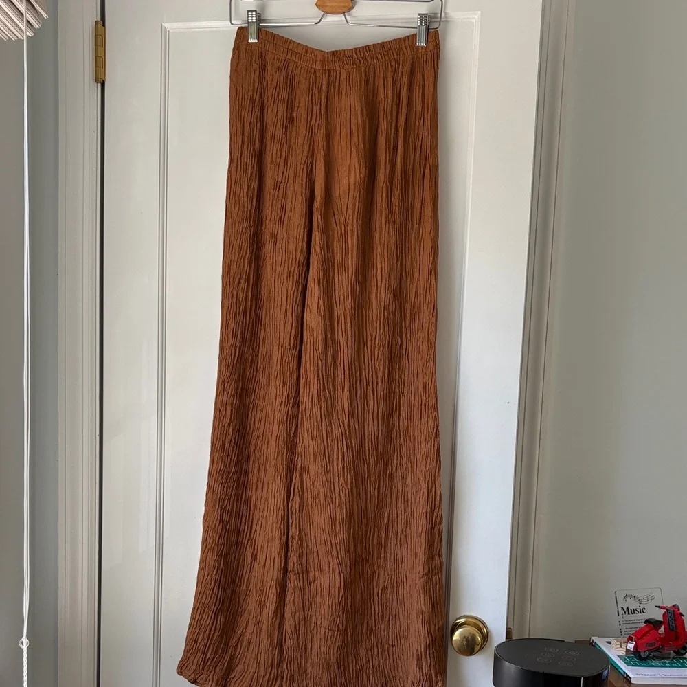 Boot-Flare Wide Leg Pants in Rust Brown - Picture 2 of 11